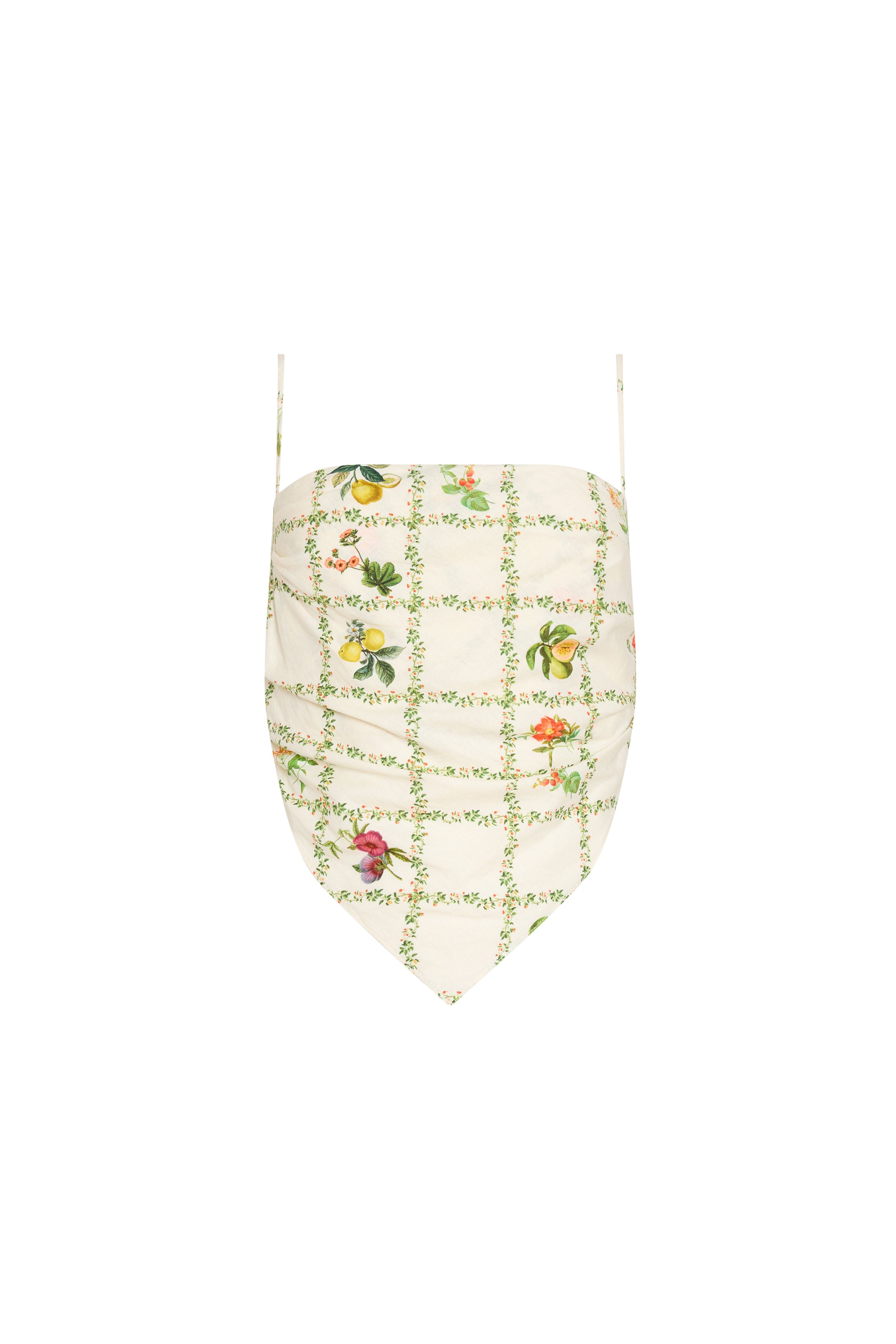Amanda Uprichard | Juna Top in Trellis. Floral print top against a white backgorund.