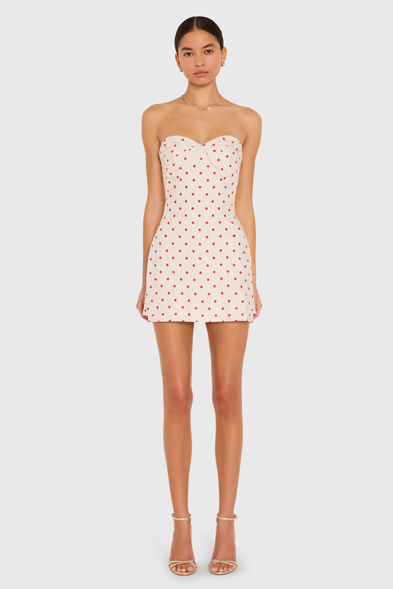 Strapless Soho Romper in Polka Dot view 1