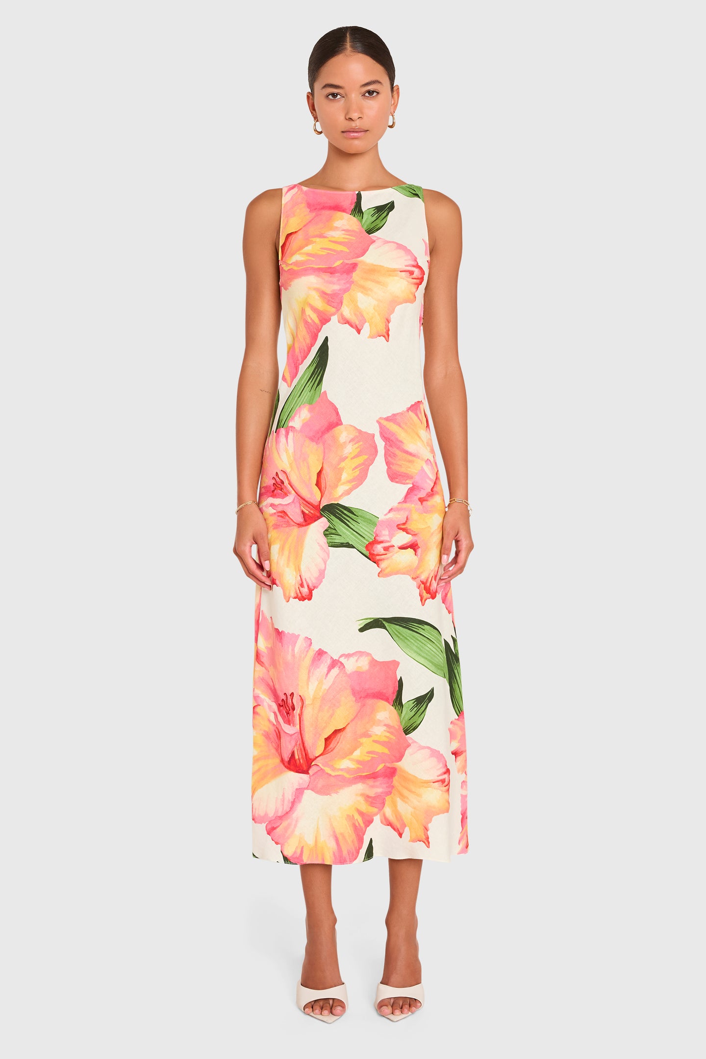 Margo Midi Dress in Hibiscus – Amanda Uprichard Margo Midi Dress in Hibiscus – Amanda Uprichard