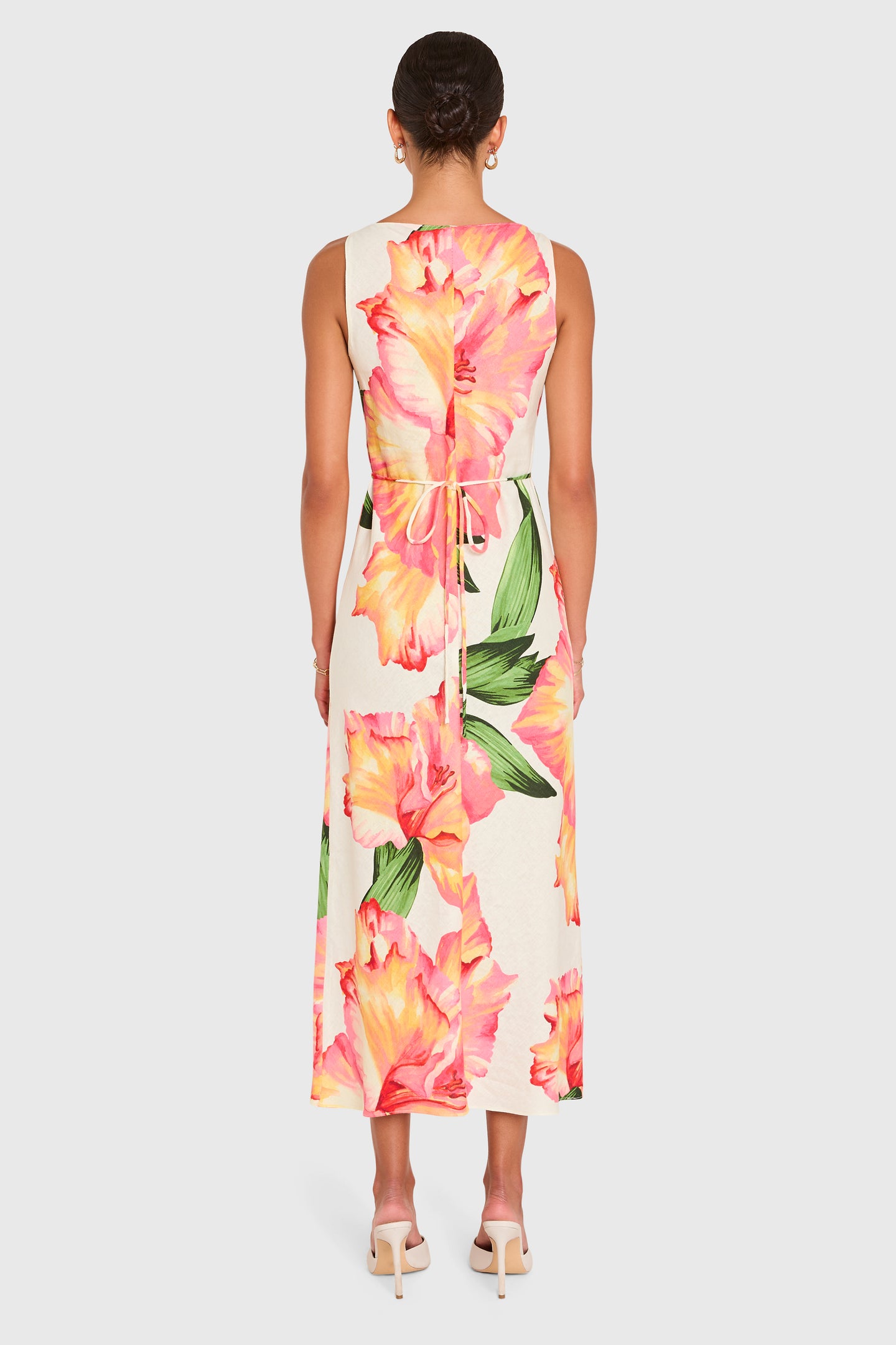 hibiscus midi dress Clara Pleated Midi Dress-Hibiscus Large