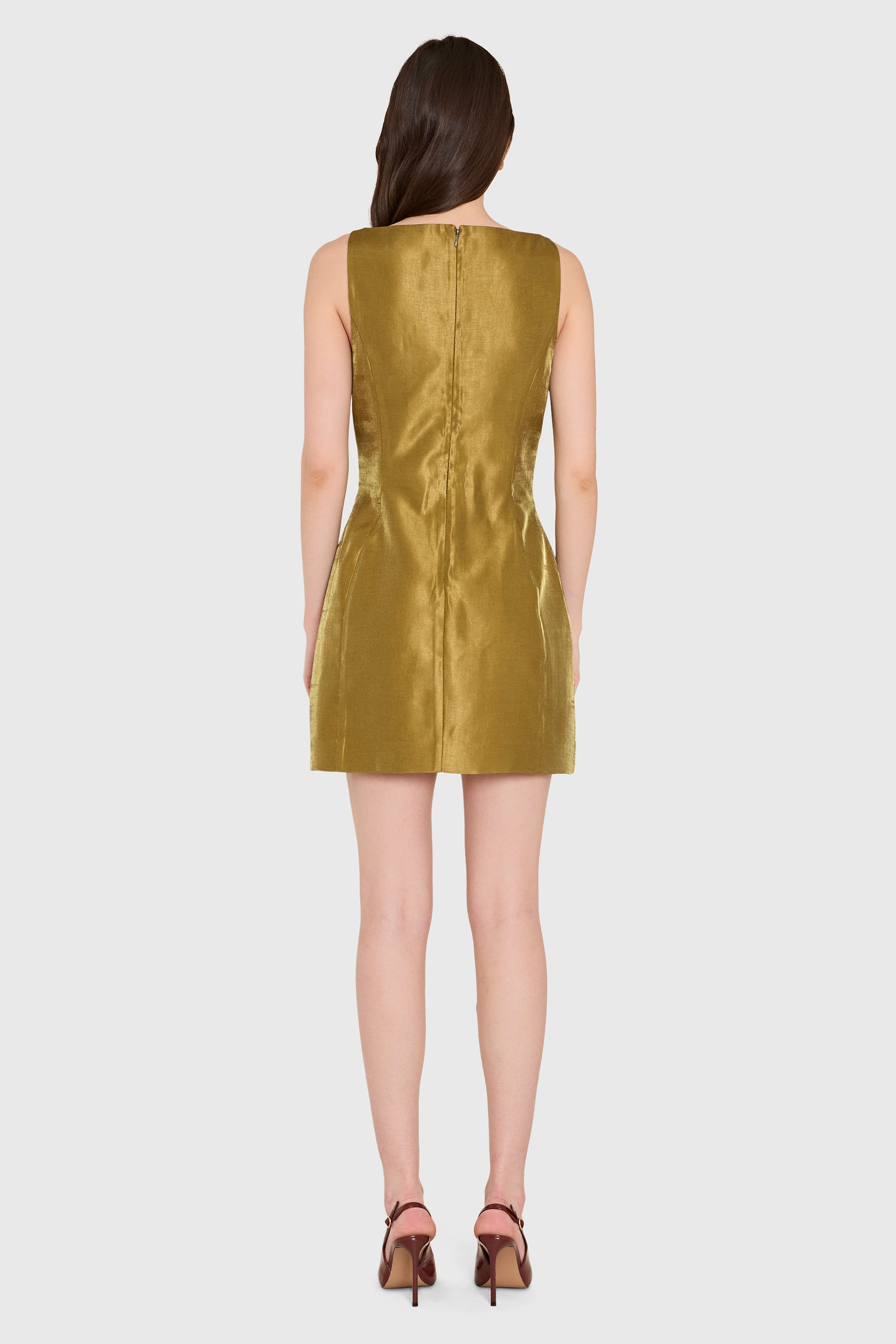 Amanda Uprichard Tonya Dress in Mercury in Olive - back view