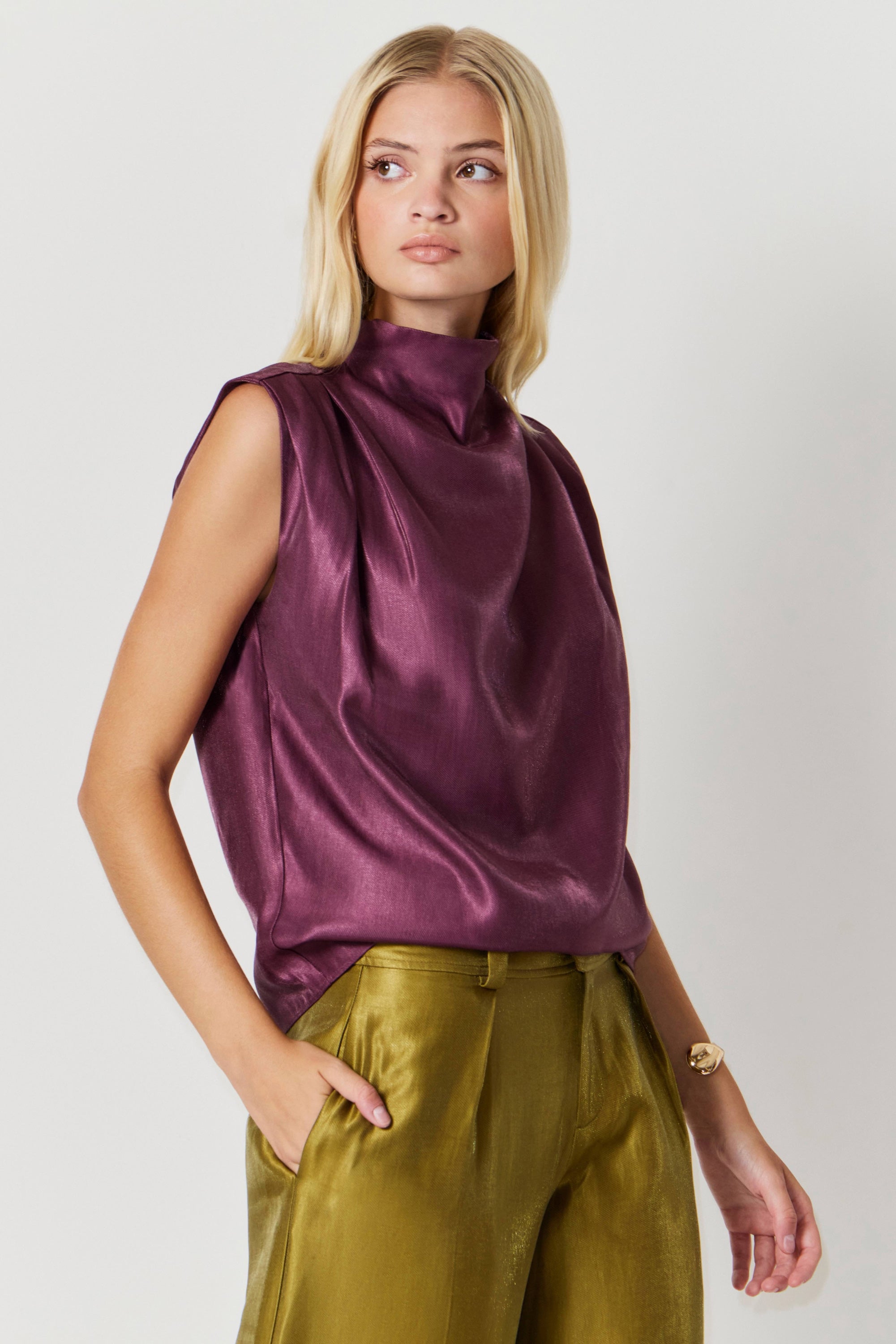 Sleeveless Fabienne Top in Mercury view 2