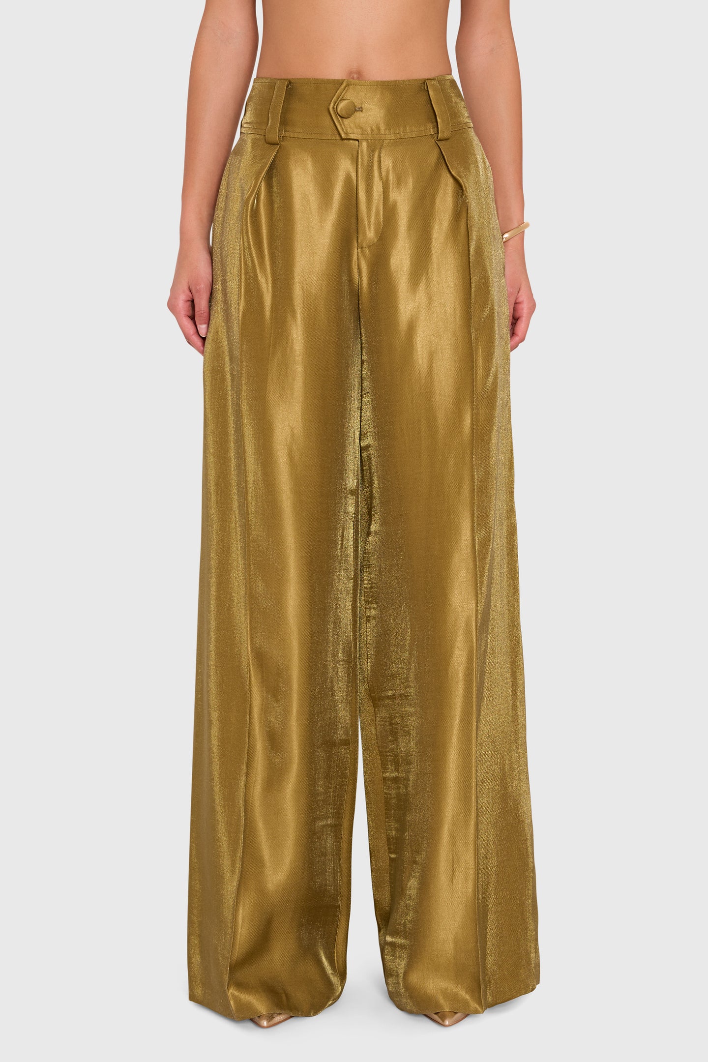Amanda Uprichard Noho Pants in Mercury in Olive - front view