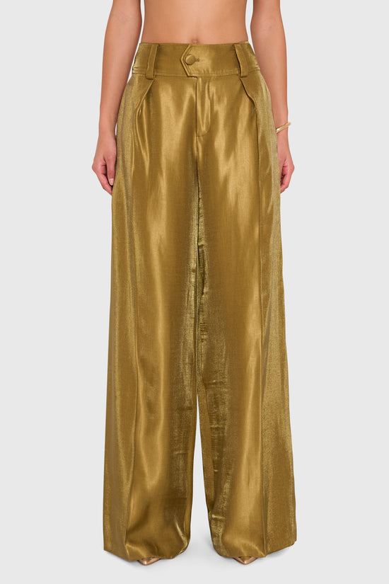 Amanda Uprichard Noho Pants in Mercury in Olive - front view