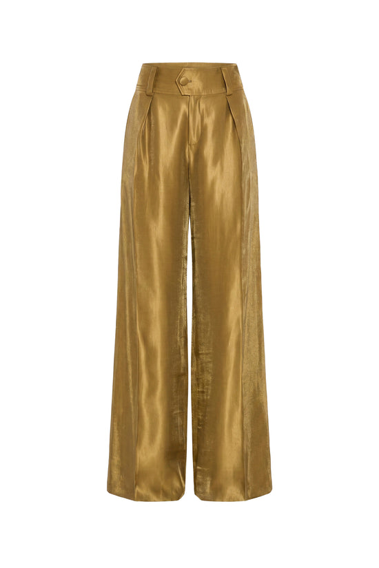 Amanda Uprichard Noho Pants in Mercury in Olive - shown on invisible mannequin