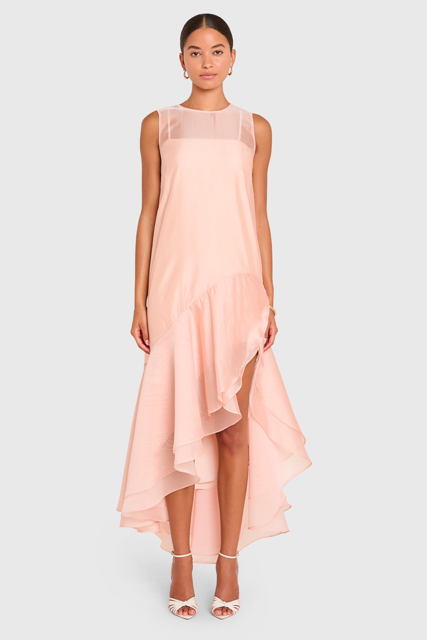 Edwine Maxi Dress in Lychee Pink - Organza High-Lo Ruffle Hem - Amanda Uprichard Edwine Maxi Dress in Lychee Pink - Organza High-Lo Ruffle Hem - Amanda Uprichard