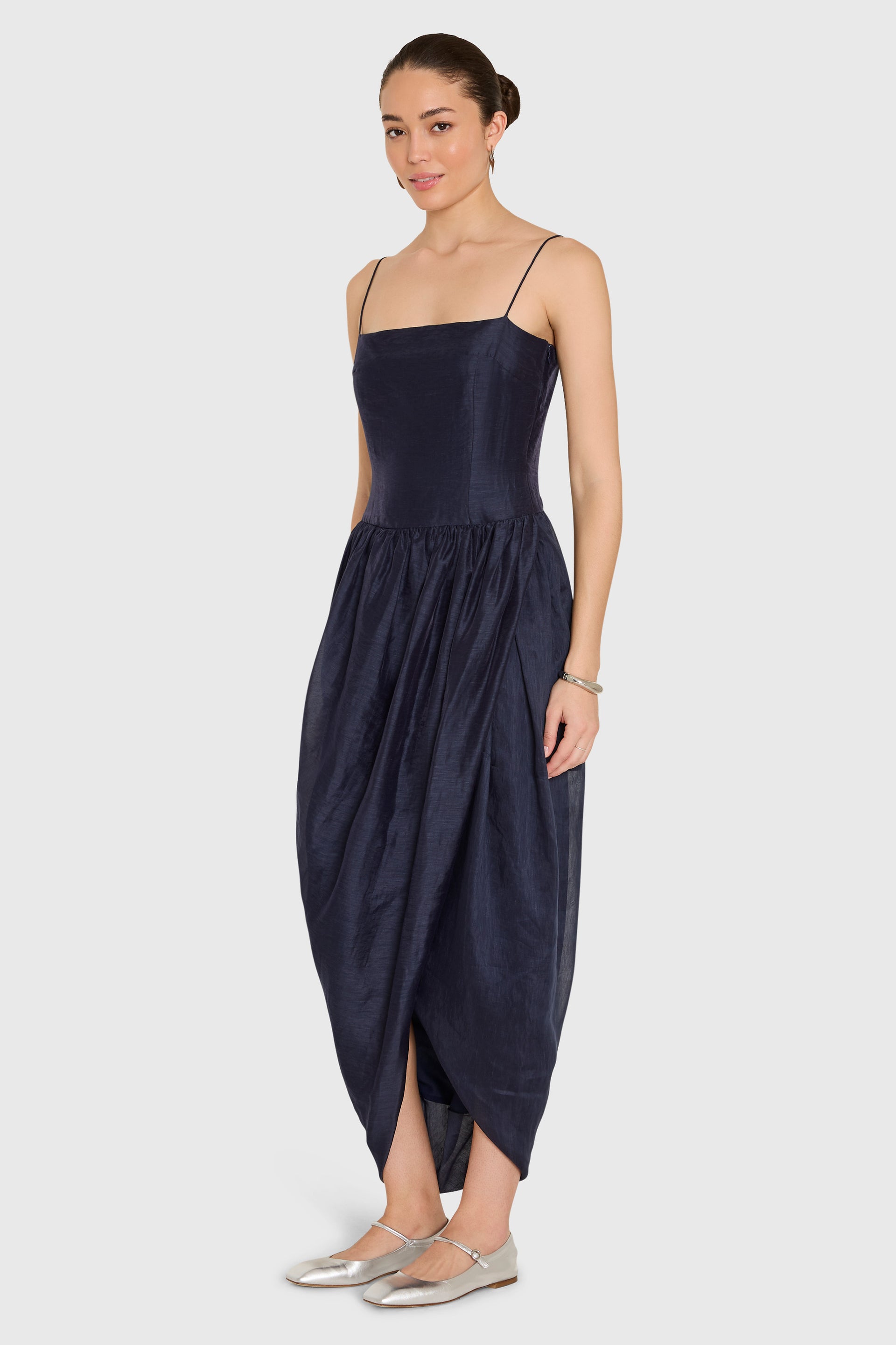 navy midi cocktail dress Amanda Uprichard Castello in Short Halter Prom Dresses Tops_Tank Tops 97% Polyester Color:Navy/Gold*