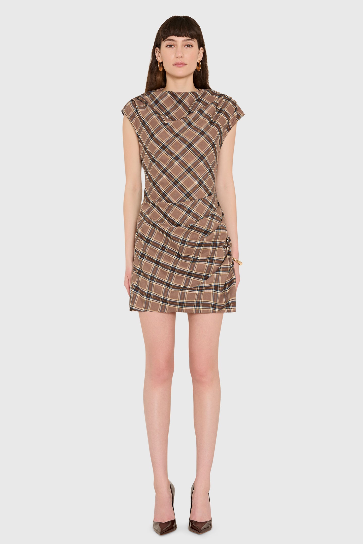 Amanda Uprichard Dalancey Dress in Academy Plaid - front view
