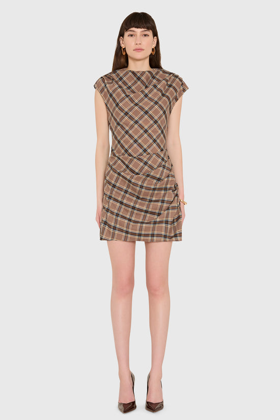 Amanda Uprichard Dalancey Dress in Academy Plaid - front view