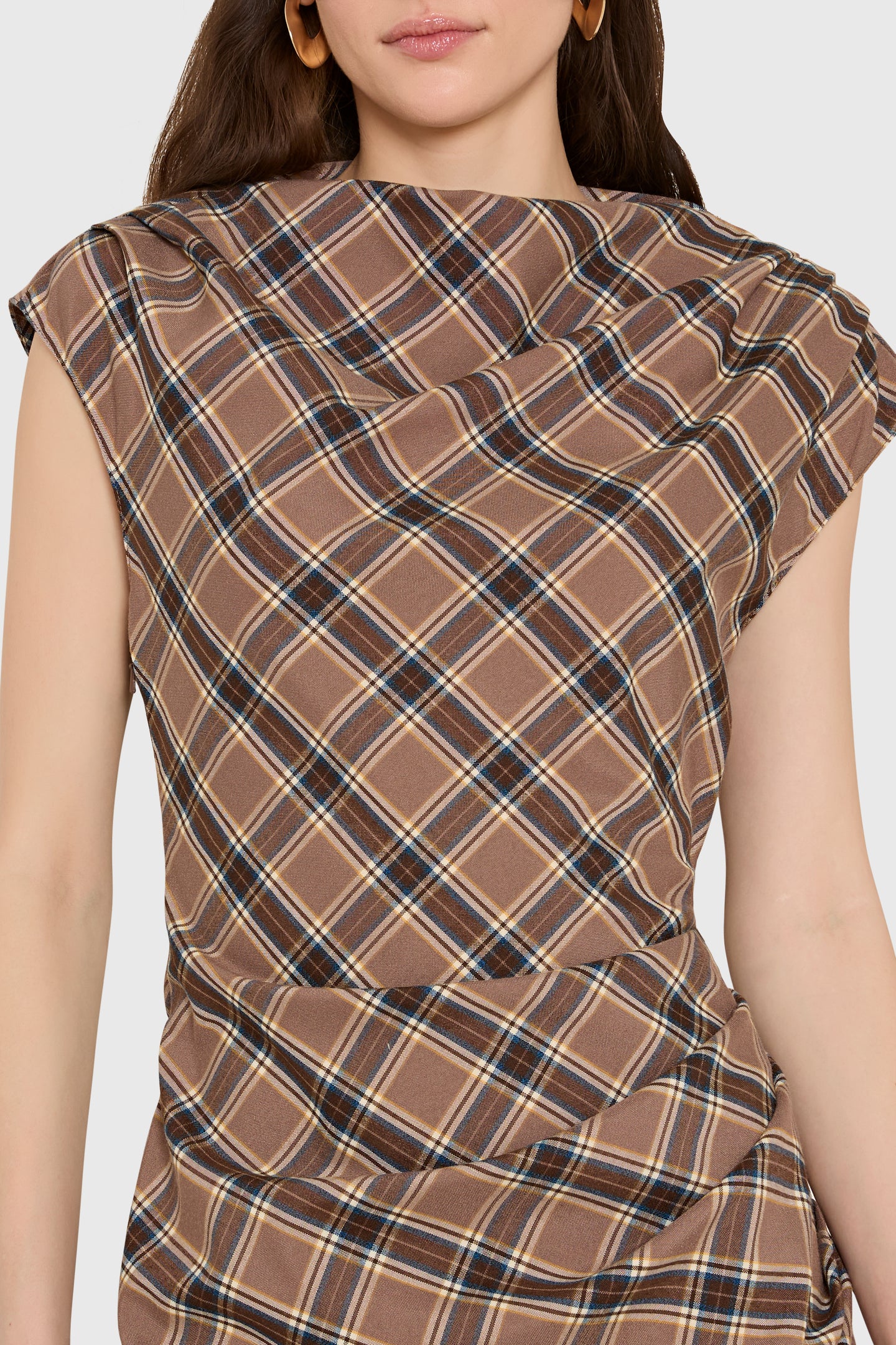 Amanda Uprichard Dalancey Dress in Academy Plaid - detail view