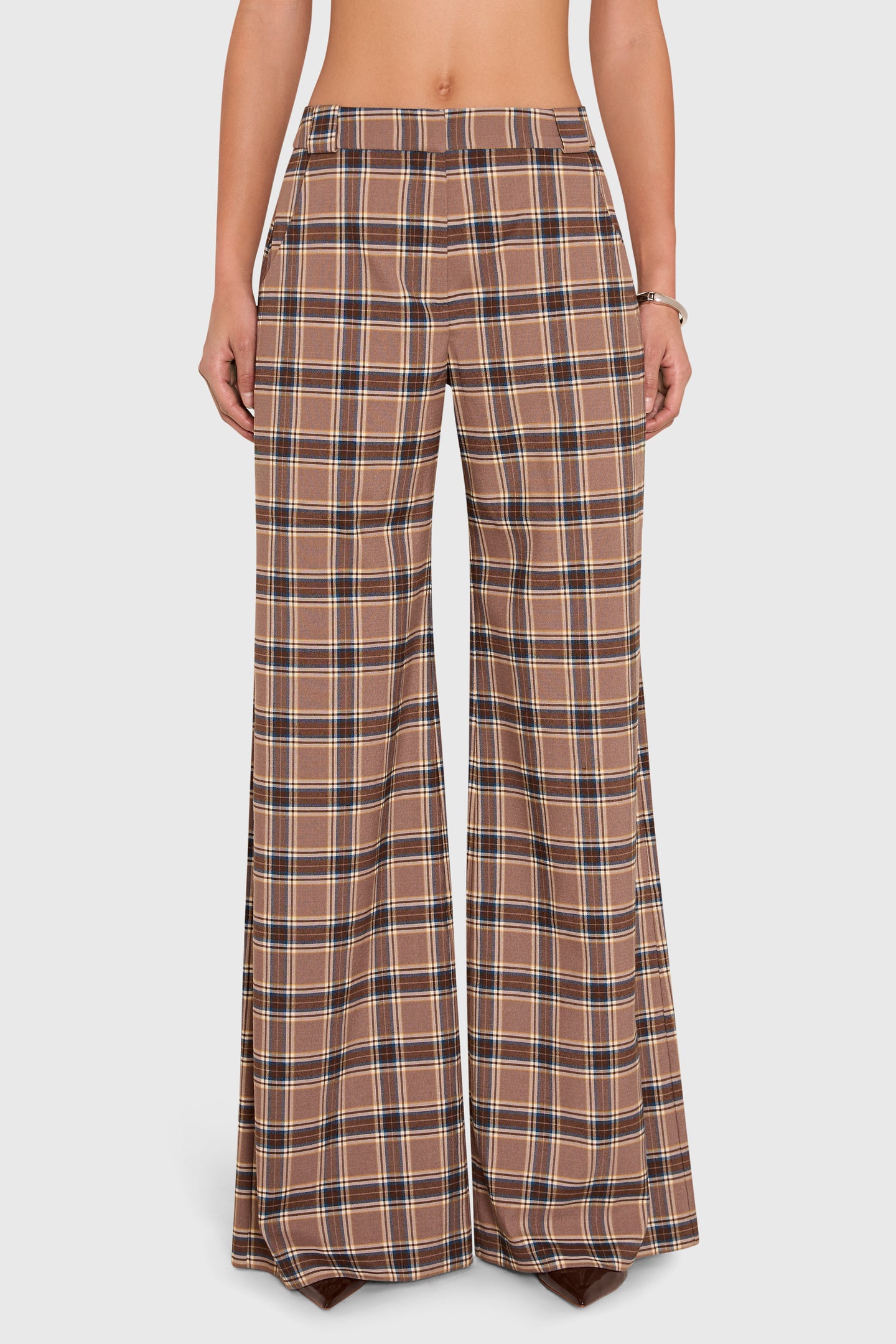 Amanda Uprichard Saddler Pants in Academy Plaid - front view