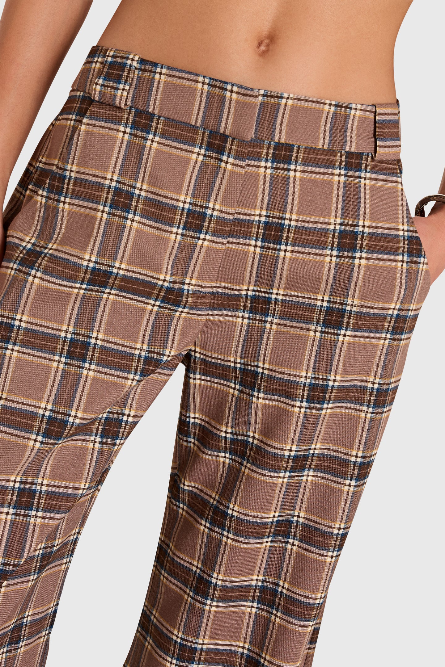 Amanda Uprichard Saddler Pants in Academy Plaid - detail view