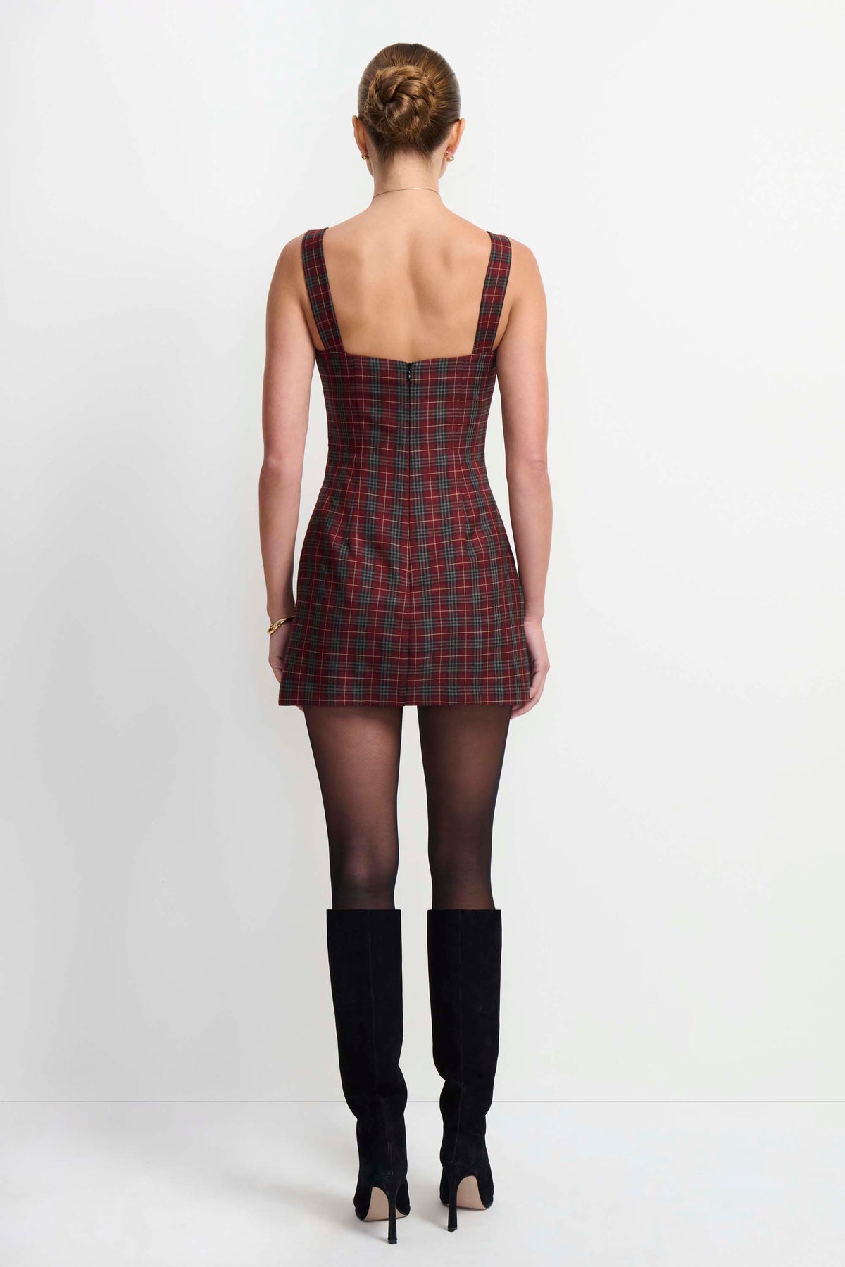 Amanda Uprichard Soho Romper in Bedford Plaid - detail view