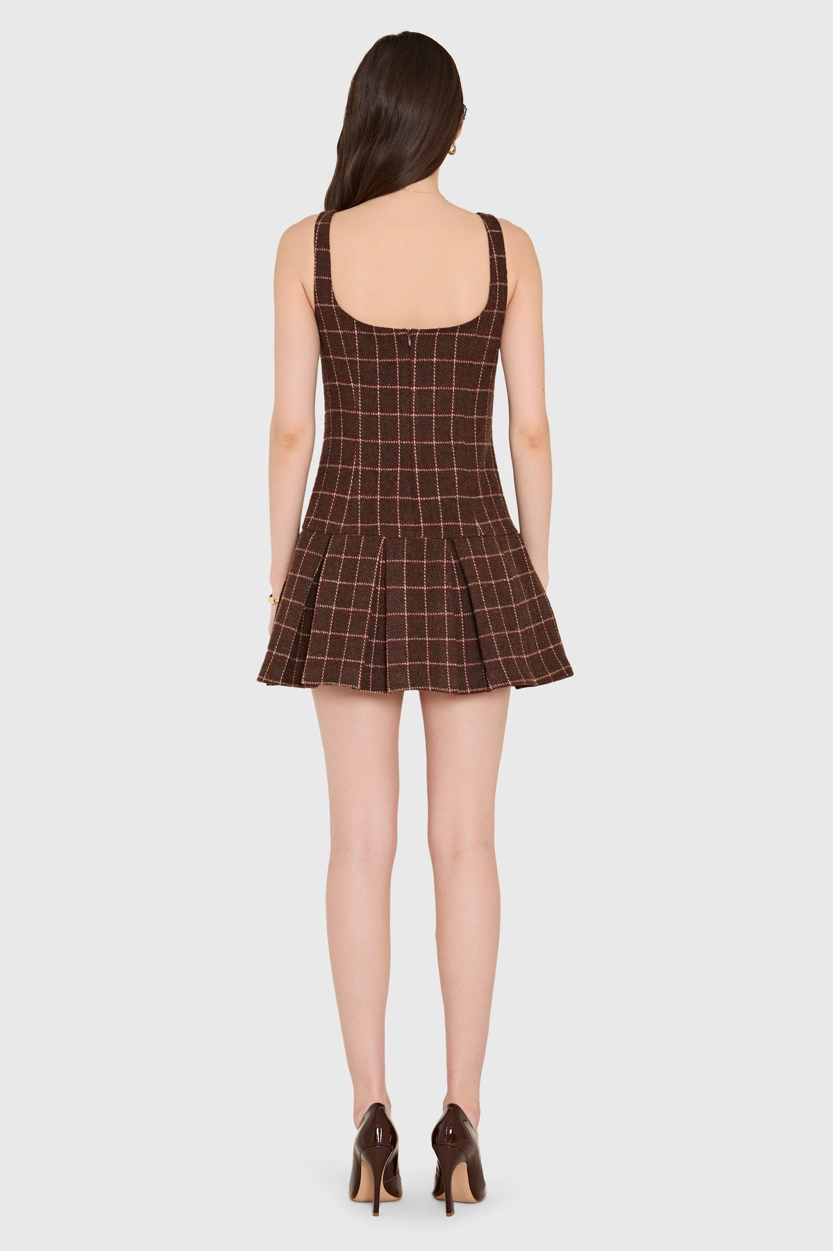 Amanda Uprichard Courtney Dress in Elson Plaid - back view