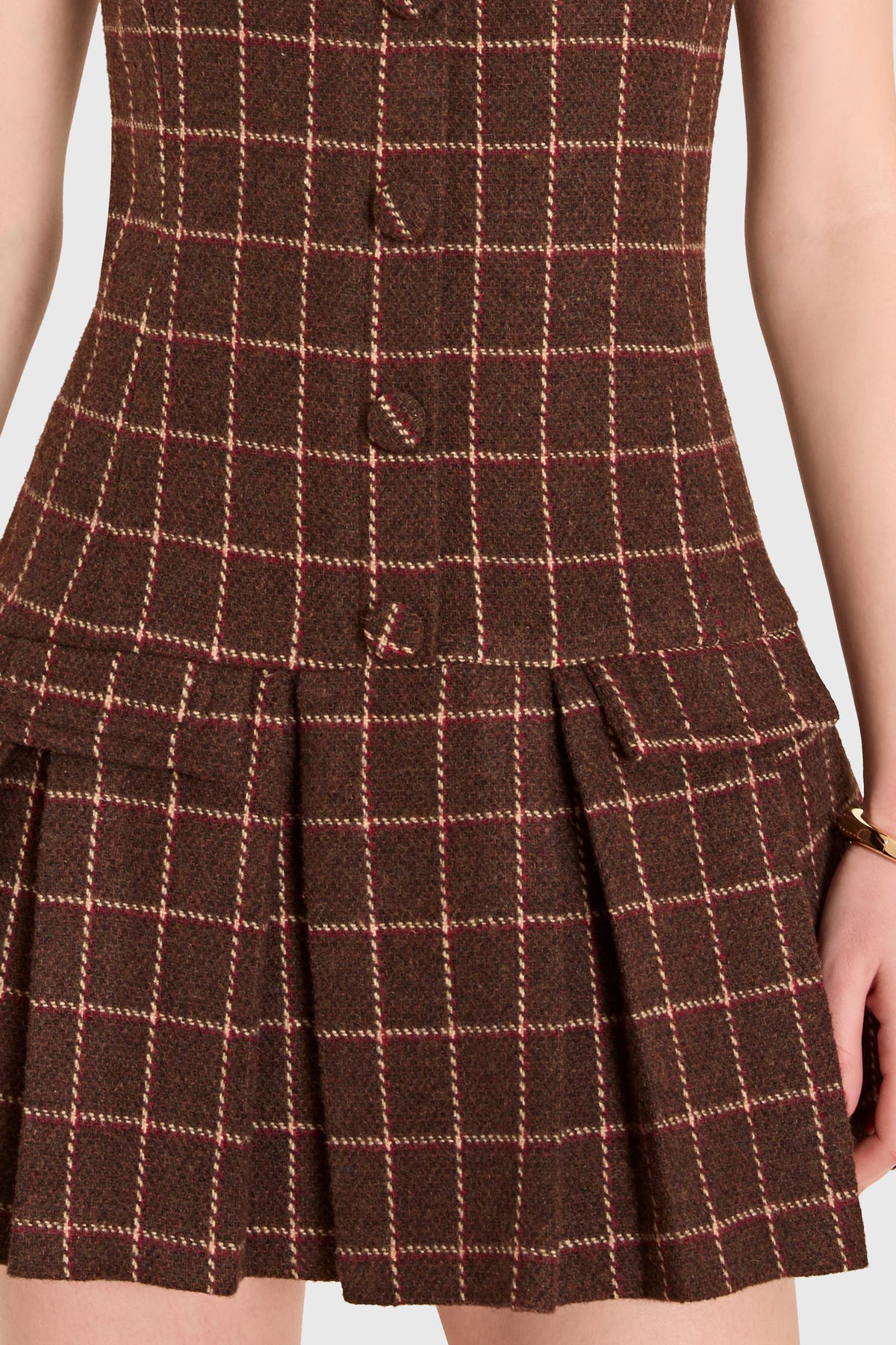 Amanda Uprichard Courtney Dress in Elson Plaid - detail view