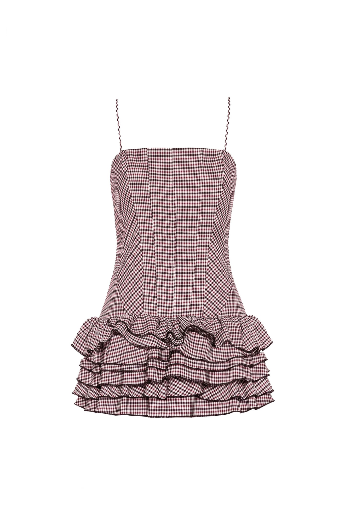 Amanda Uprichard Laureline Romper in Cambridge Plaid - shown on invisible mannequin
