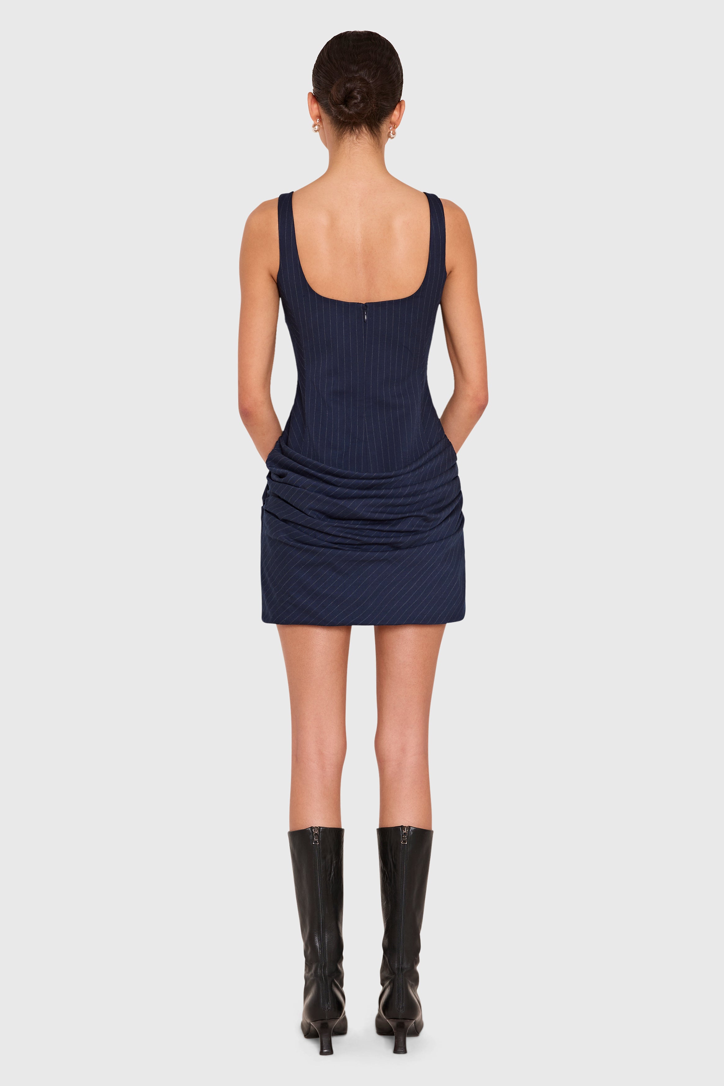 Annabella Dress  in Manchester Pinstripe view 3