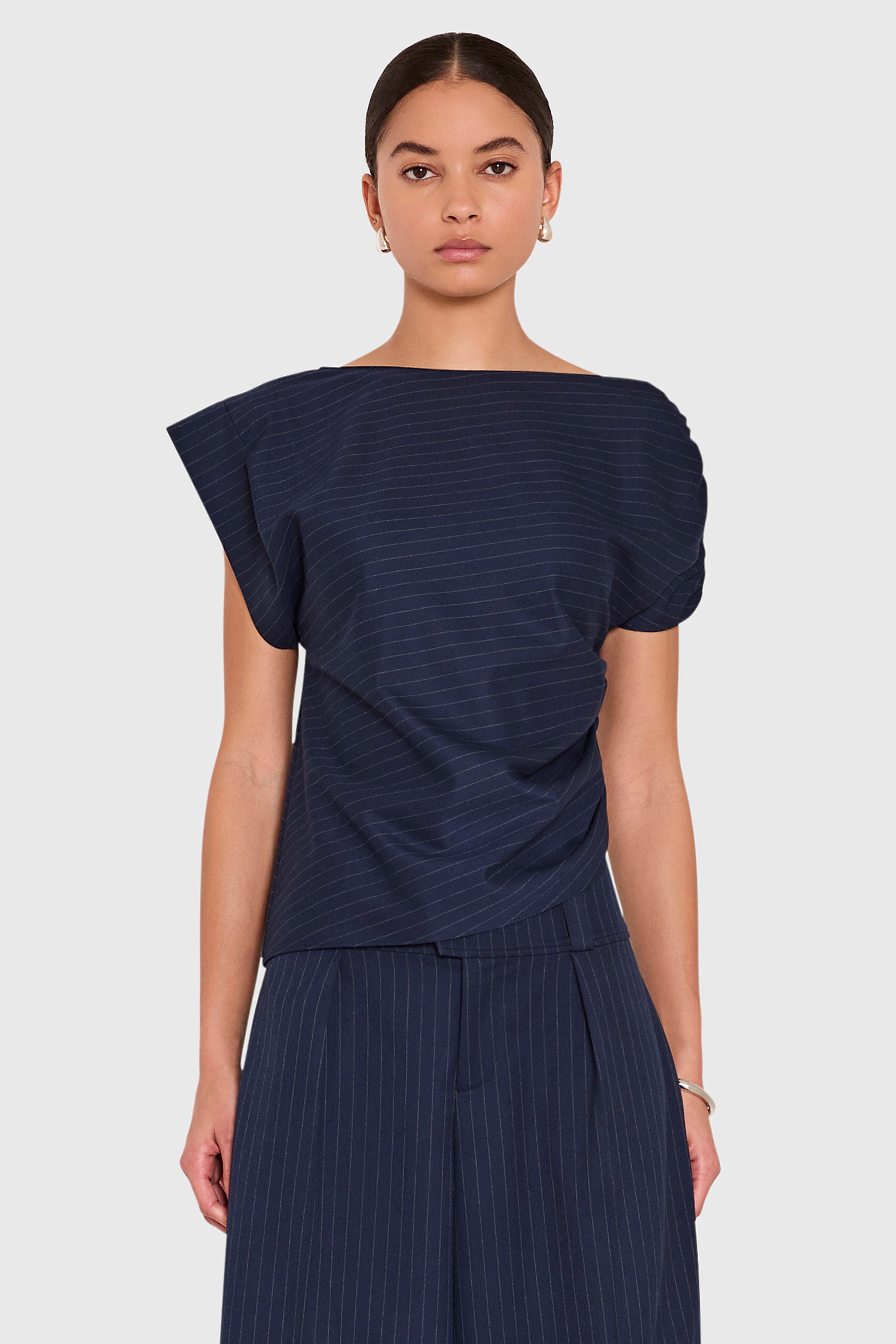 Elroy Top  in Manchester Pinstripe view 1