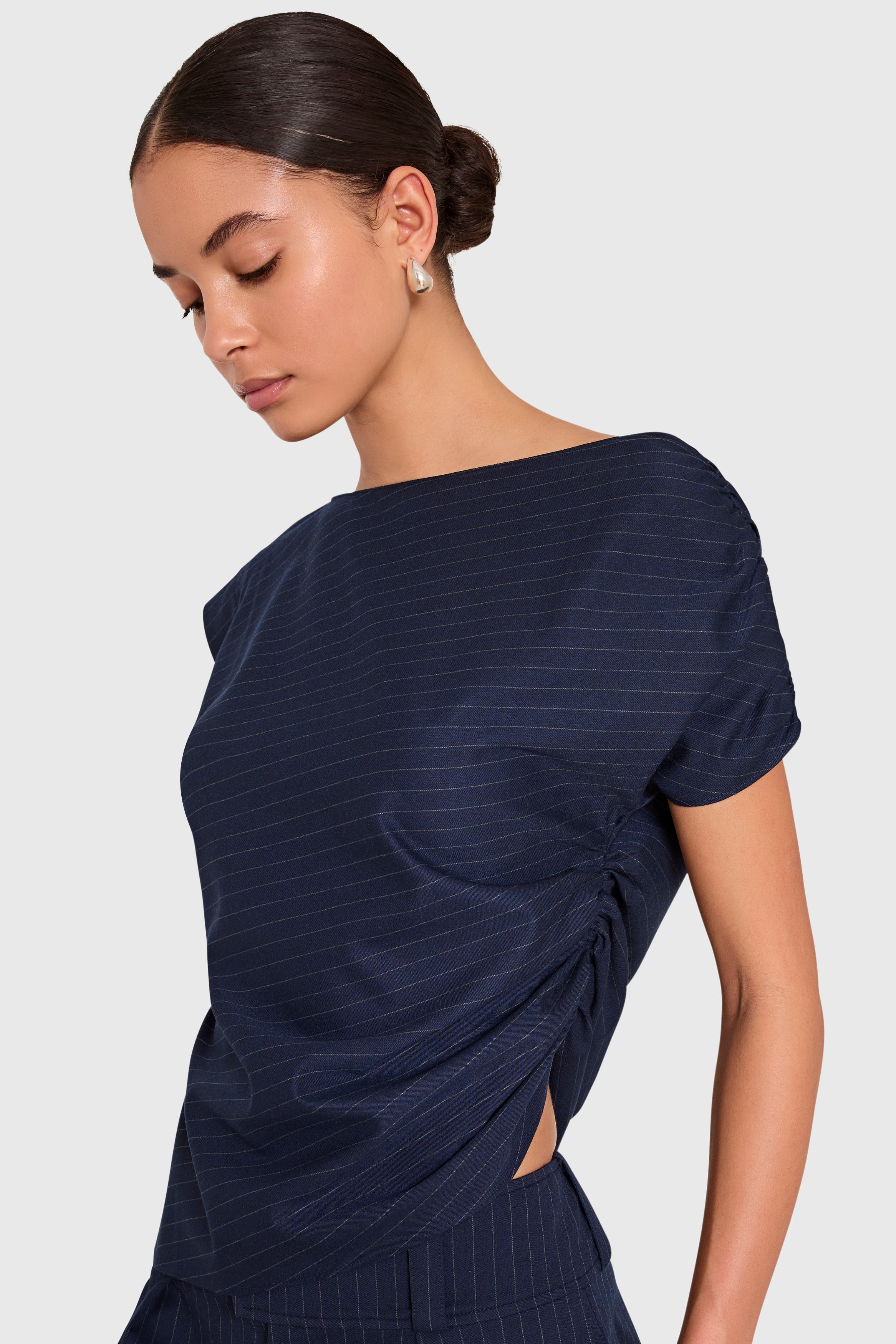 Elroy Top  in Manchester Pinstripe view 4