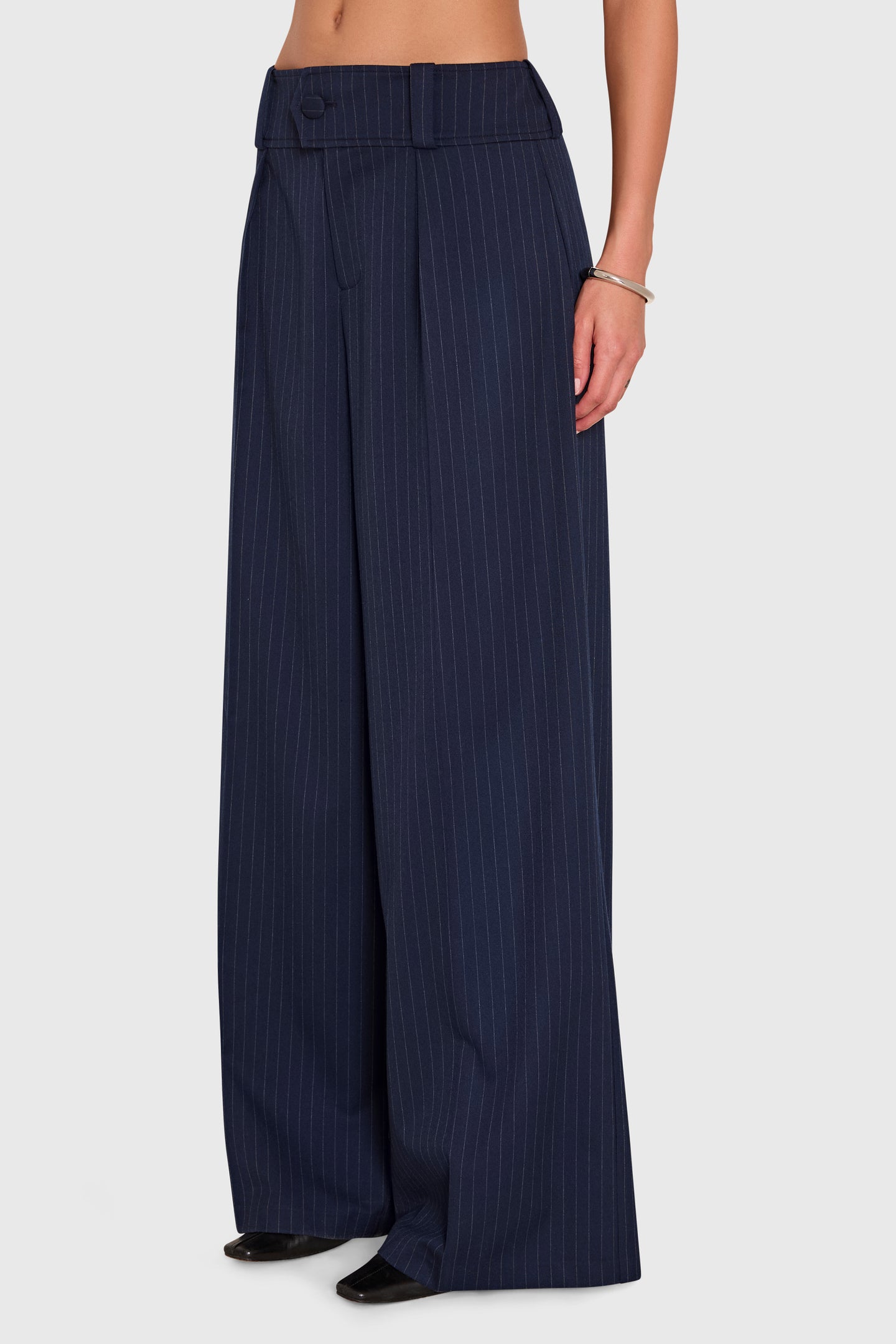 Amanda Uprichard Noho Pants in Manchester Pinstripe - side view
