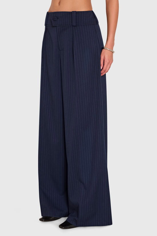 Amanda Uprichard Noho Pants in Manchester Pinstripe - side view