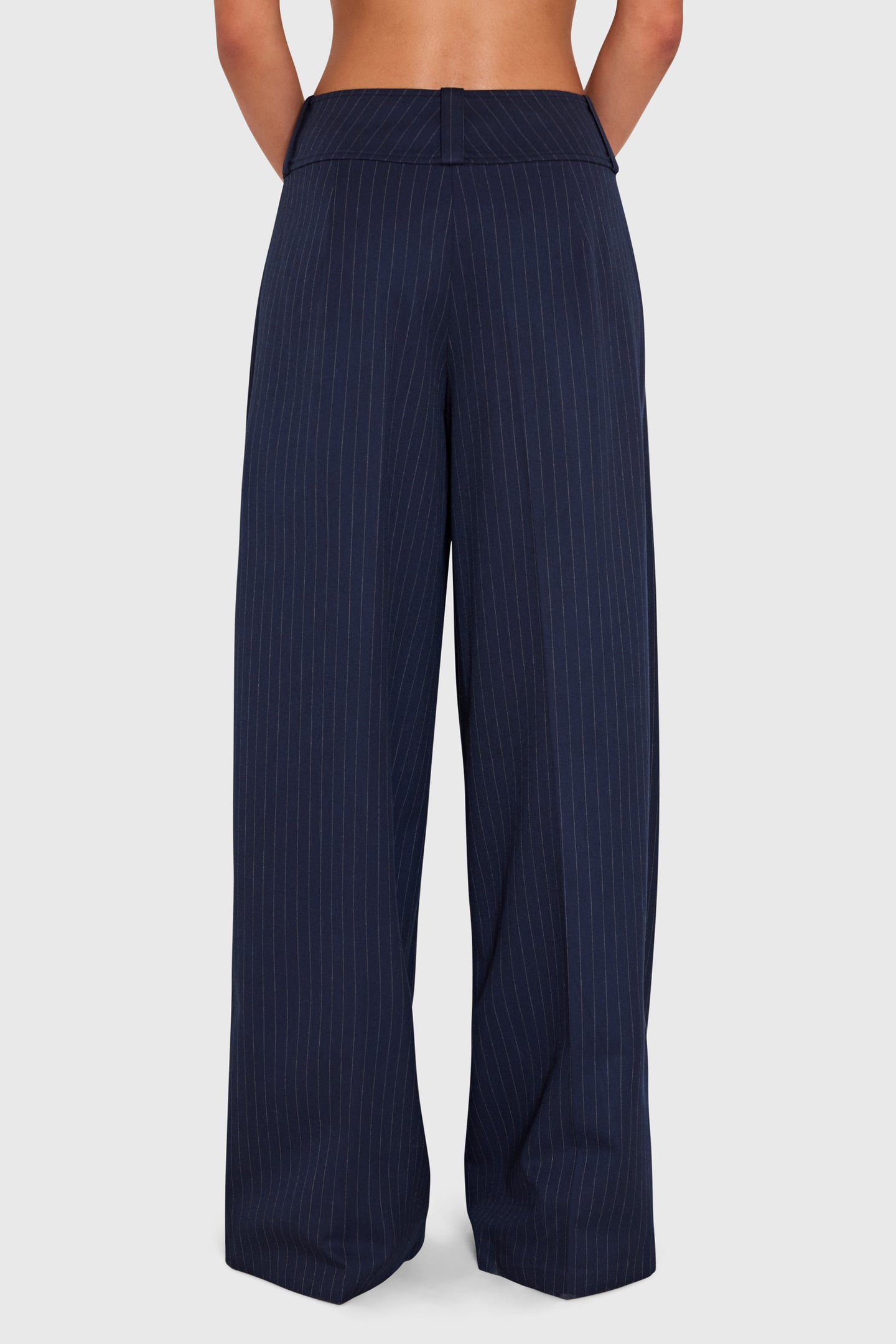 Amanda Uprichard Noho Pants in Manchester Pinstripe - back view