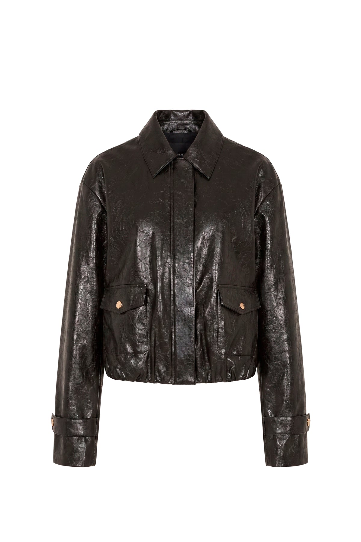 Amanda Uprichard Karla Jacket in Patent Leather in Black - shown on invisible mannequin