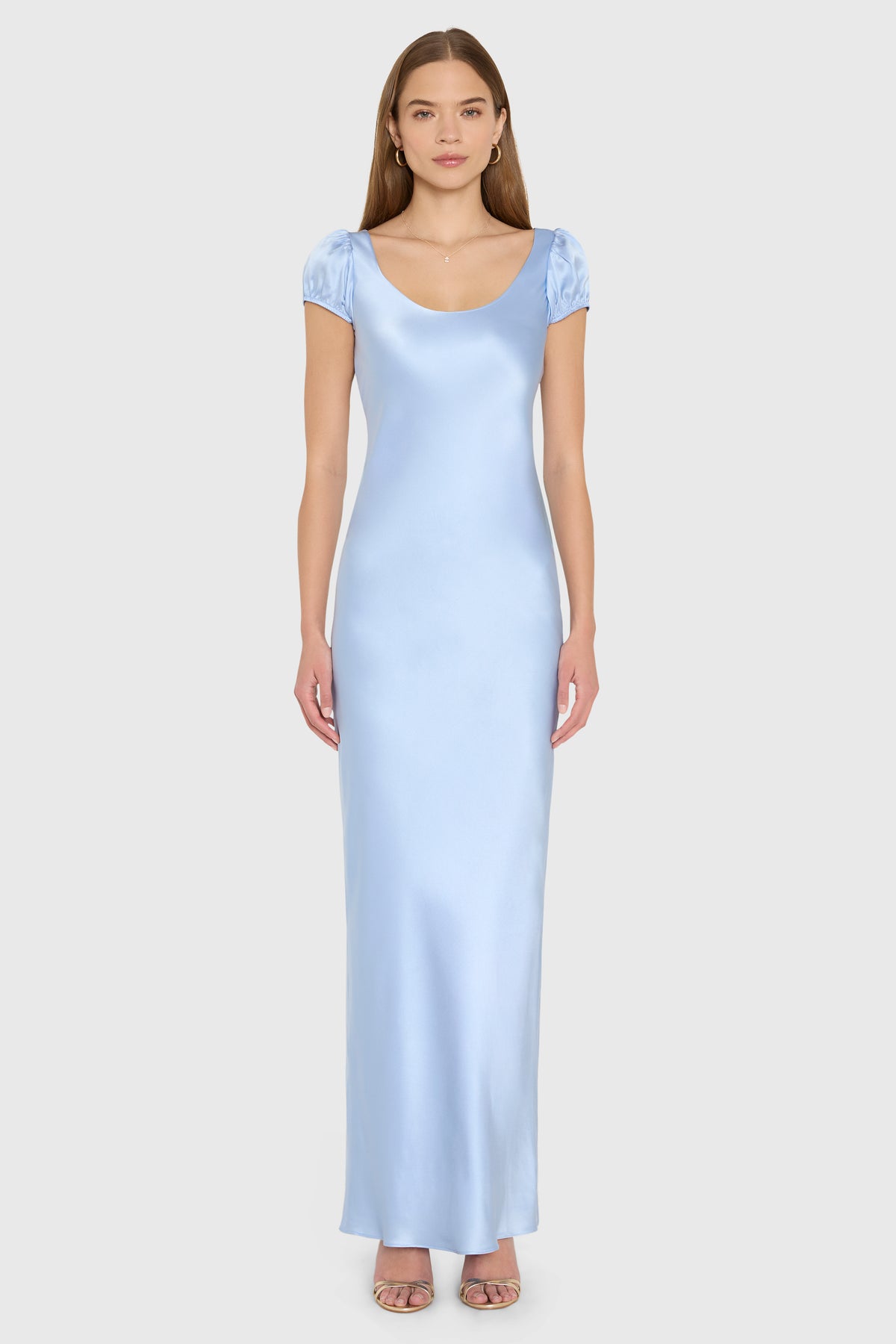 amanda uprichard blue silk dress Short Sleeve Maxi Senna in Baby | XS Bonnie Black Halter Dress on styling Retail Price:229.00 Size:UK 6 (Buy Now)