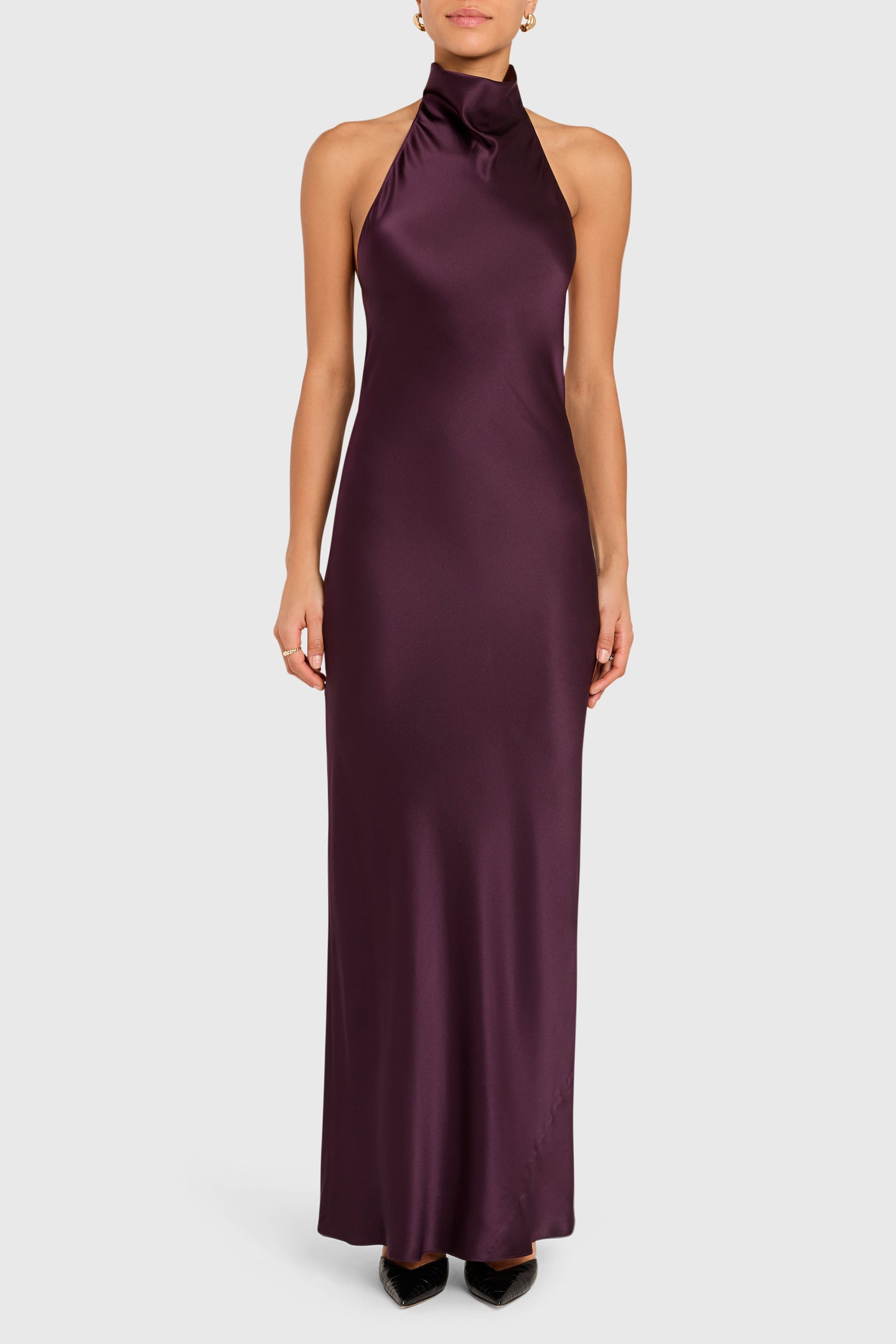 Sleeveless Maxi Santana Gown in Black Cherry Silk | S Sleeveless Maxi Santana Gown in Black Cherry Silk | S