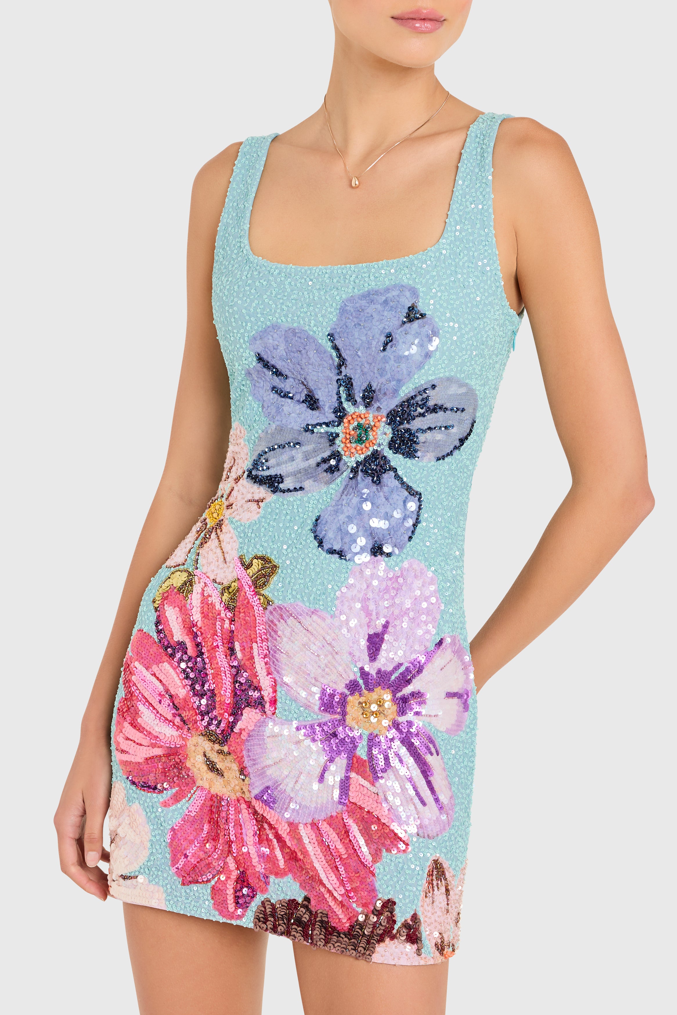 Augustine Dress in Daphne Floral Sequin