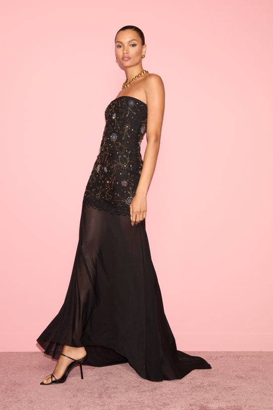 Amanda Uprichard Leo Dress in Sequin in Black - editorial image