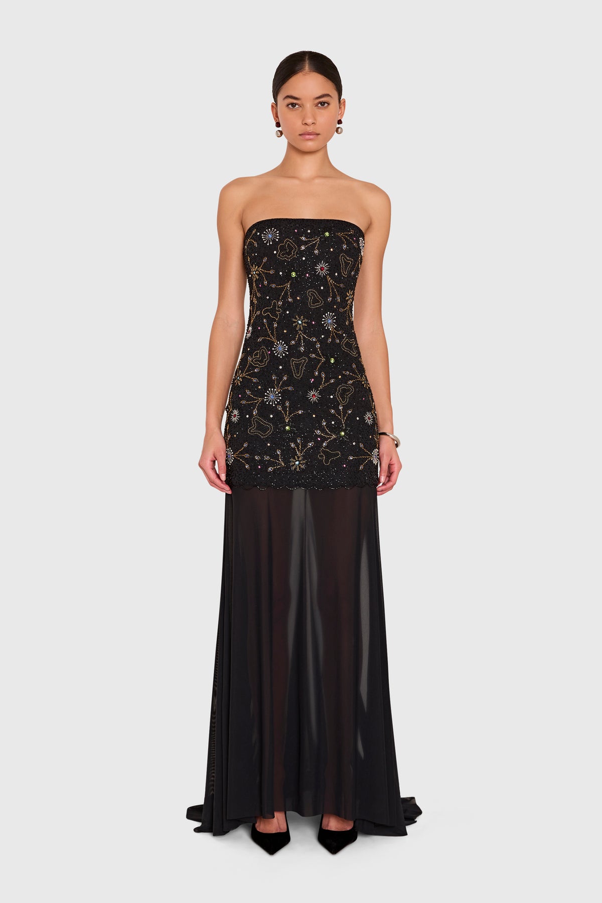 Amanda Uprichard Leo Dress in Sequin in Black - front view