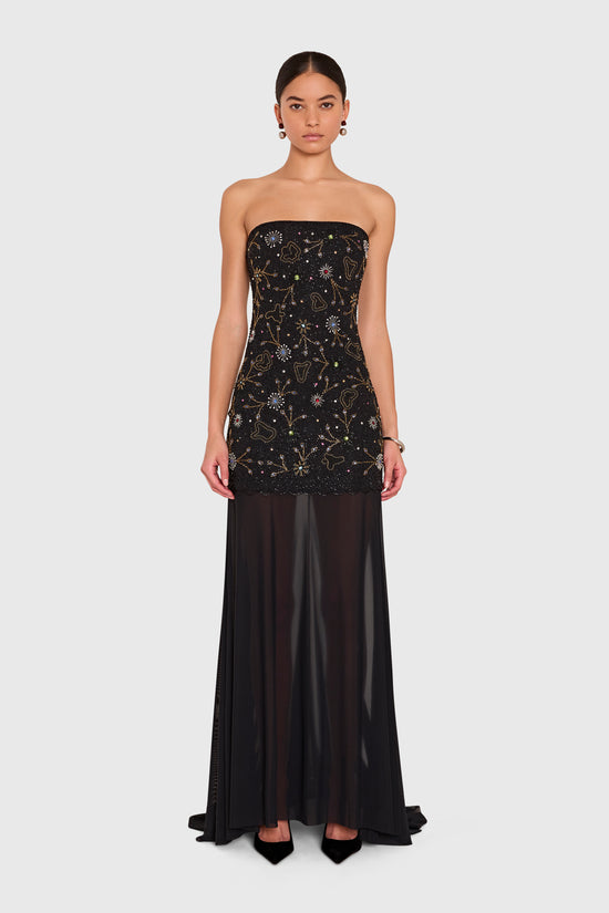 Amanda Uprichard Leo Dress in Sequin in Black - front view