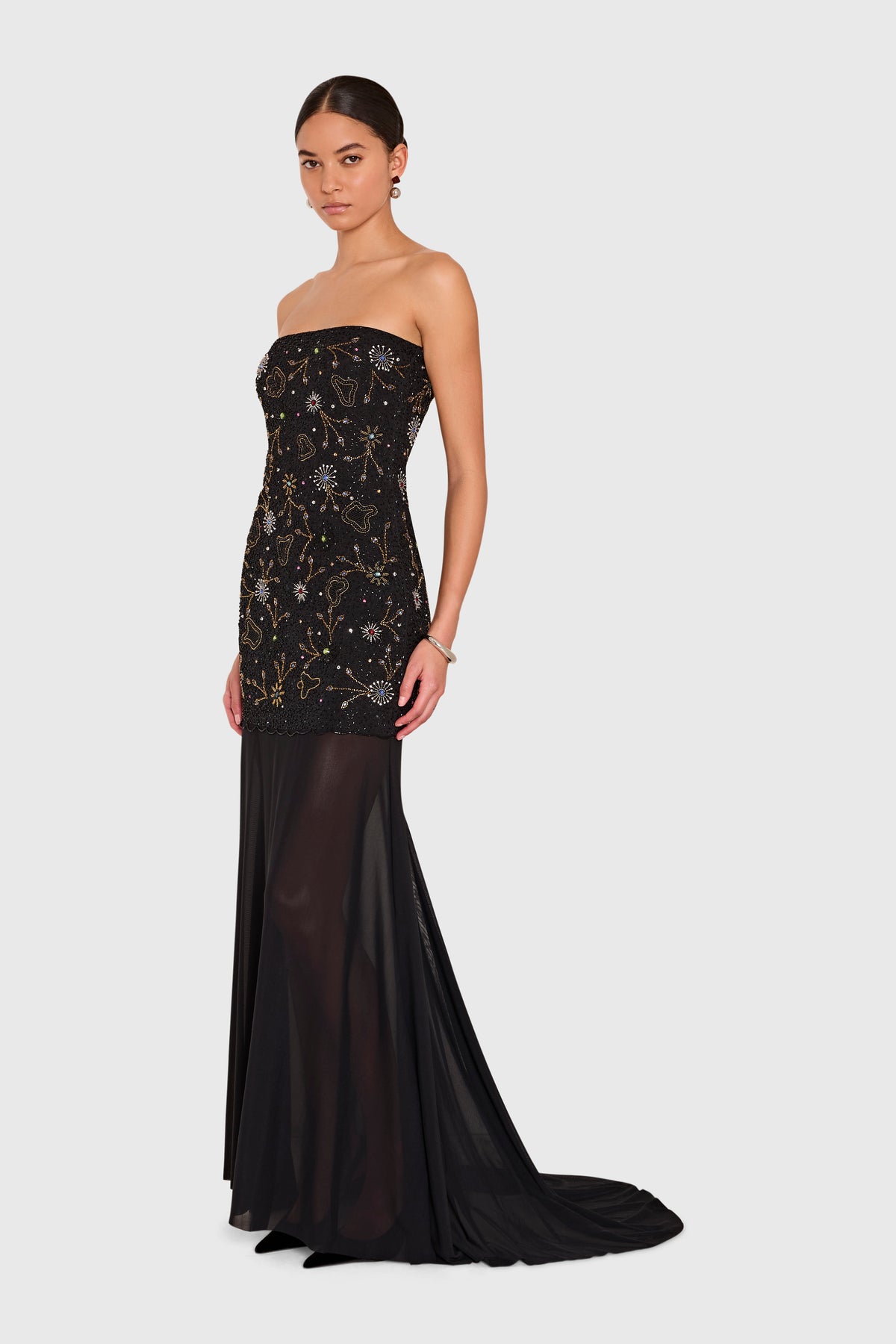 Amanda Uprichard Leo Dress in Sequin in Black - side view