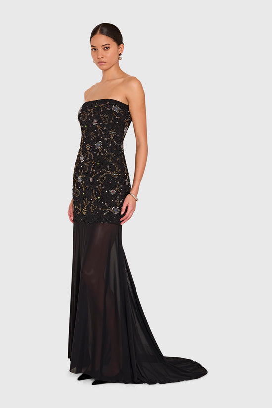 Amanda Uprichard Leo Dress in Sequin in Black - side view