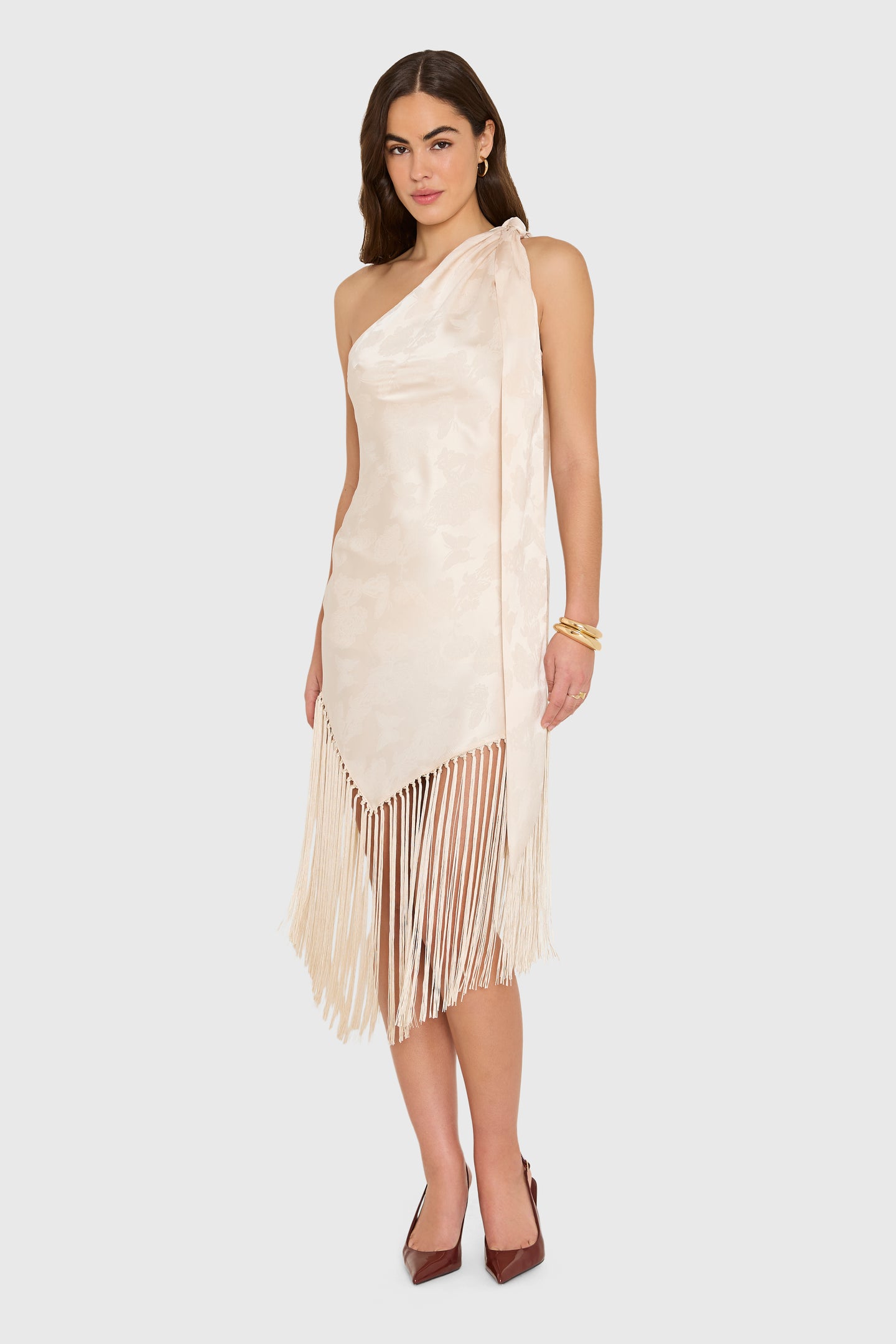 Sleeveless Mini Chrishell Dress in Vanilla Satin | XS