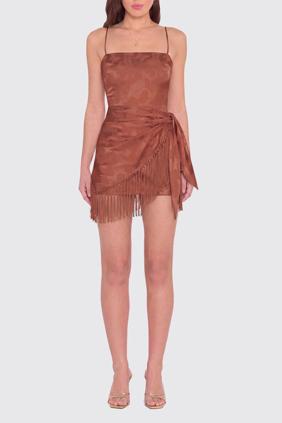 Amanda Uprichard Marrakesh Romper in Rust - front view