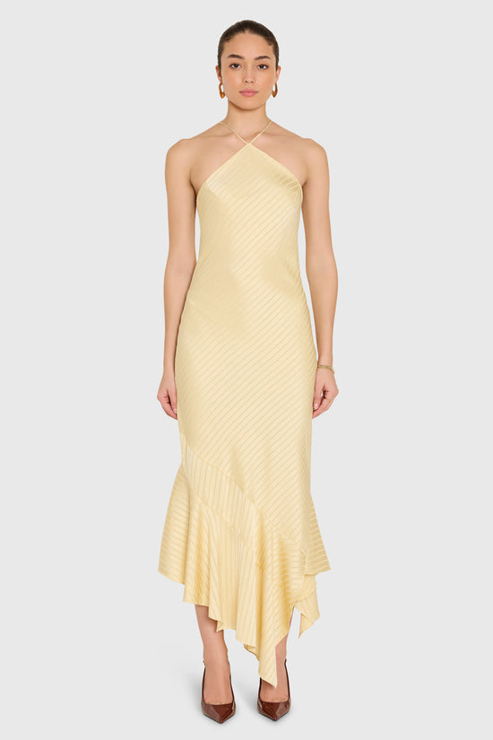 Amanda Uprichard | Gabriella Midi Dress in Cornsilk. view 1