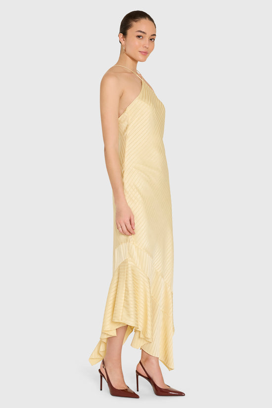 Amanda Uprichard | Gabriella Midi Dress in Cornsilk. view 2