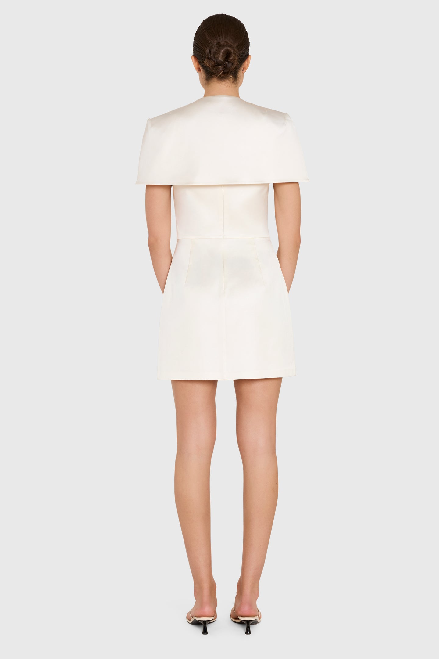Elyna Capelet Dress in Ivory | Women's Formal Mini Dress