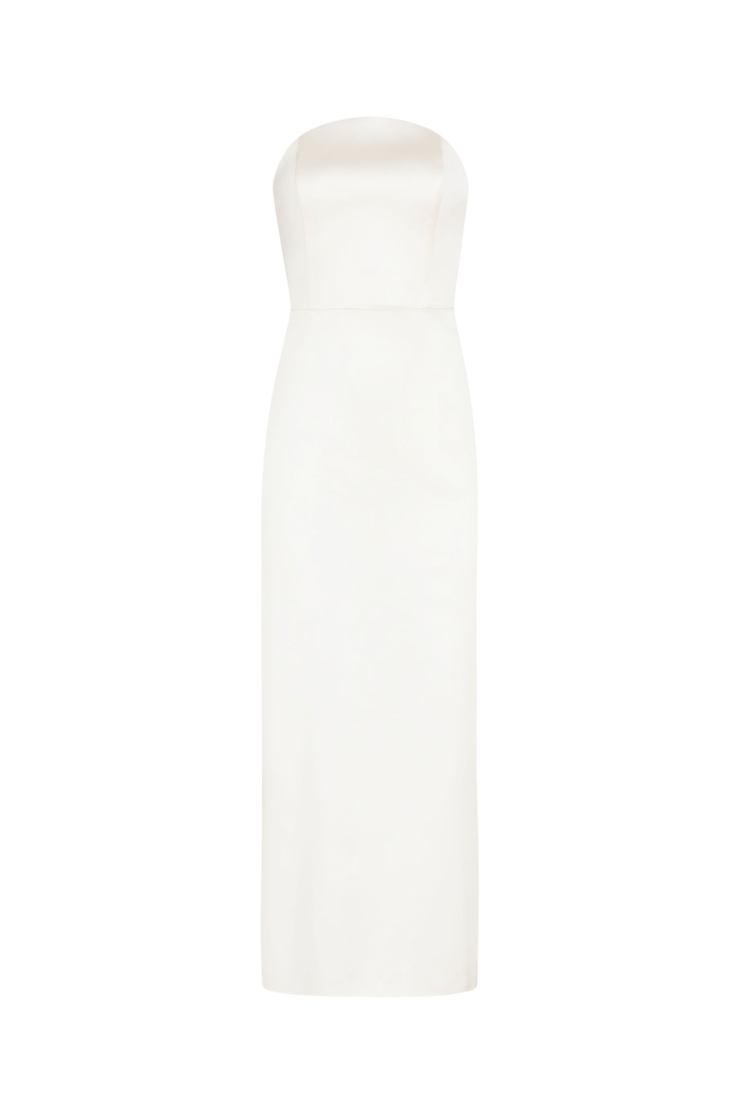 Strapless Midi Berkshire Dress in Ivory Satin | XS | Amanda Uprichard Strapless Midi Berkshire Dress in Ivory Satin | XS | Amanda Uprichard