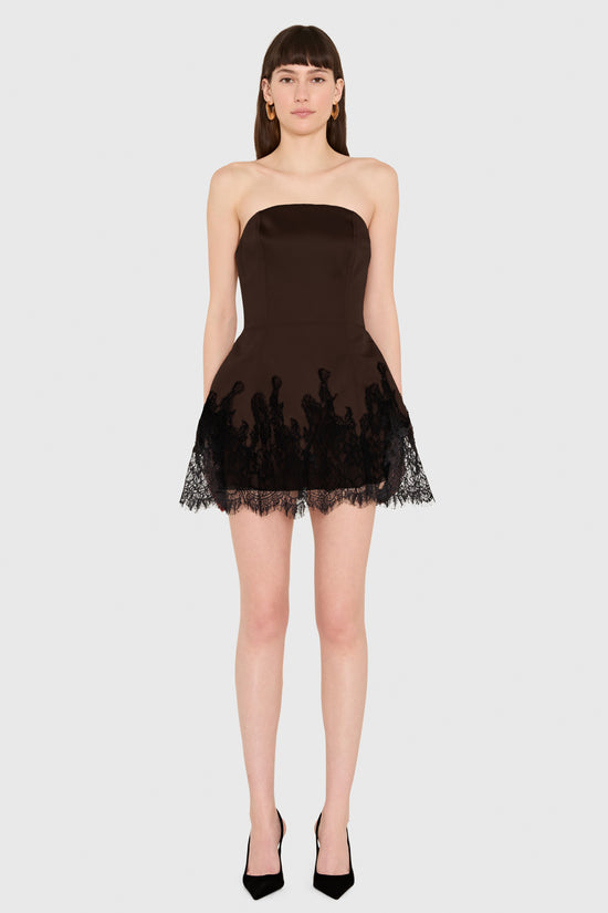 Amanda Uprichard Romilly Romper in Cocoa - front view