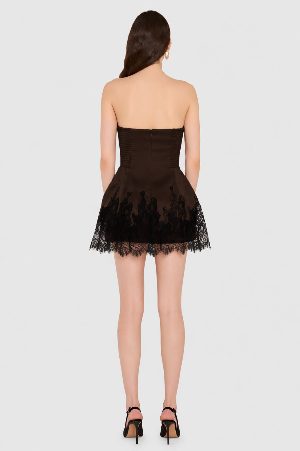 Amanda Uprichard Romilly Romper in Cocoa - back view