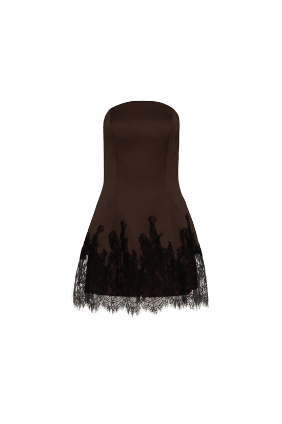 Amanda Uprichard Romilly Romper in Cocoa - shown on an invisible mannequin