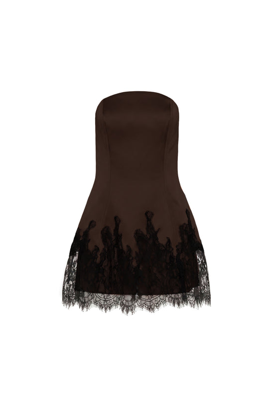 Amanda Uprichard Romilly Romper in Cocoa - shown on an invisible mannequin