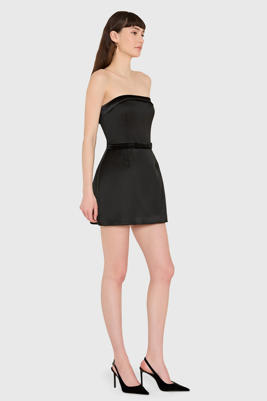 Amanda Uprichard Avalee Skort Romper in Black - side view