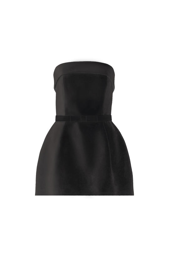 Amanda Uprichard Avalee Skort Romper in Black - shown on invisible mannequin
