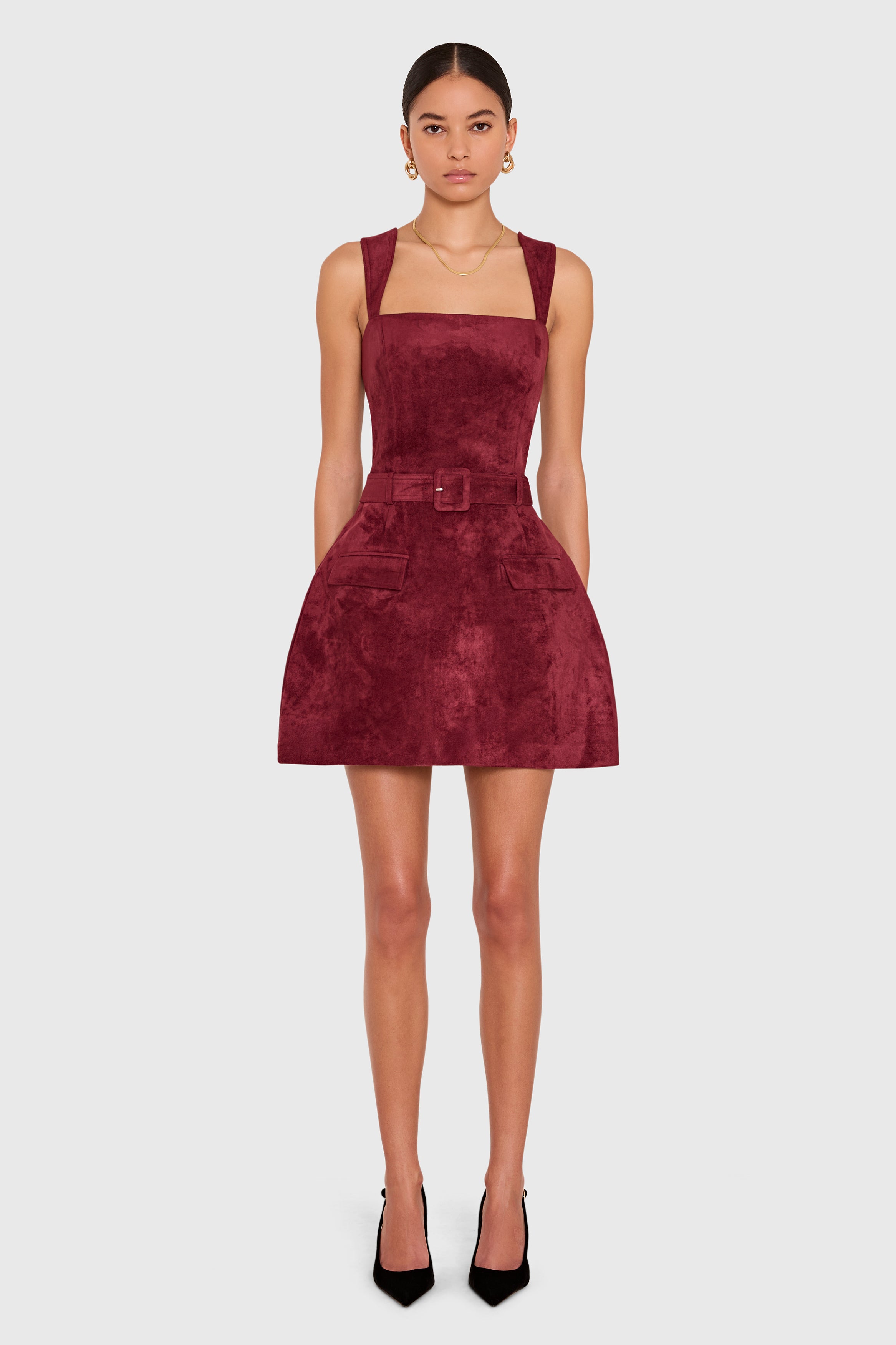 Bethany Skort Romper in Suede view 1