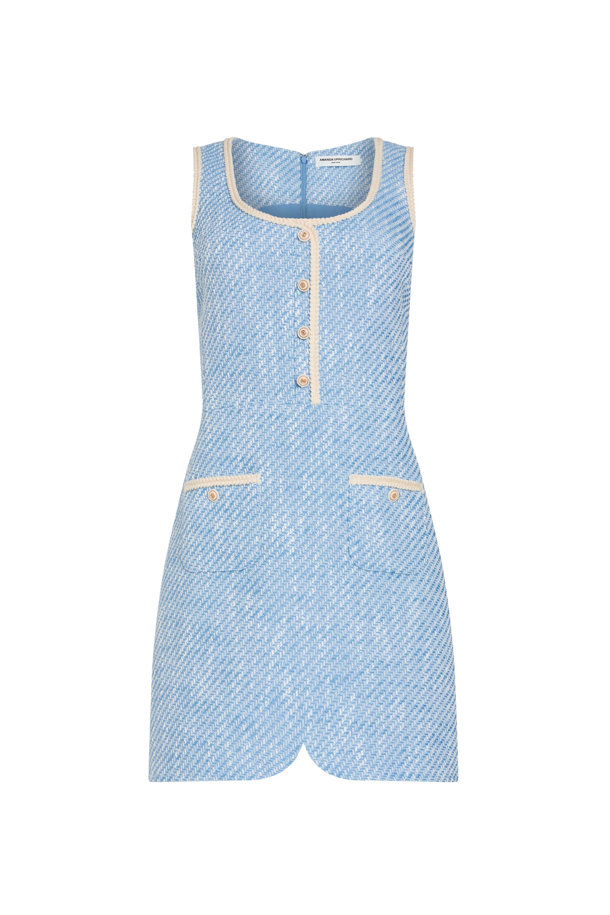 Caligari Dress in Baby Blue - Women's Tweed Mini Dress