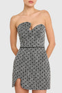 Strapless Puzzle Mini Dress in Polka Dot Tweed View 4